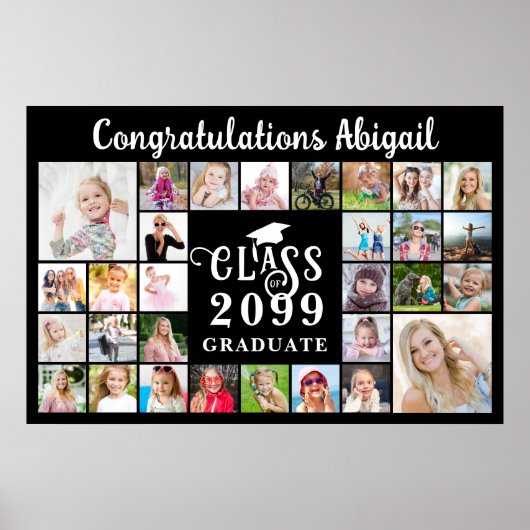 Afronding 30 Foto Collage Jaar Afstudeergeschenk Poster (Voorkant)