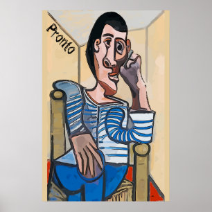 Afronding, Abstract Man op de Telefoon van de Cel, Poster