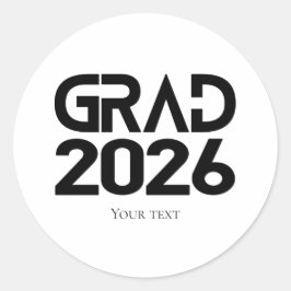 Afronding Klas 2026 Zwart Wit Minimalistisch Ronde Sticker