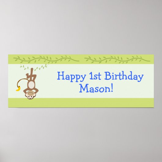 Afronding monkey Custom Birthday Banner Poster (Voorkant)