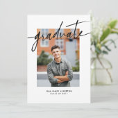 Afronding trendy moderne script foto afstuderen aankondiging (Staand voorkant)