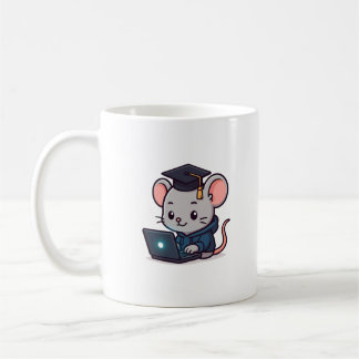Afronding van programmeur Kawaii grappige muis Koffiemok