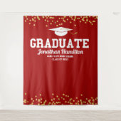 Afrondingsfeestje achtergrond rood goud wandkleed (Voorkant)