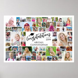 Afrondingsfoto 64 Foto Collage Gefeliciteerd Naam Poster