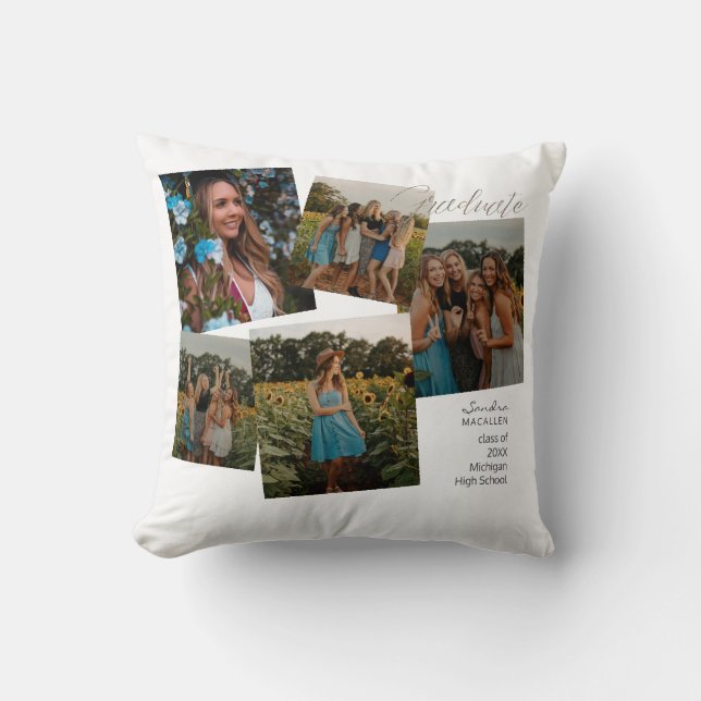 Afrondingsfoto's Witte Monogram   Kussen (Voorkant)