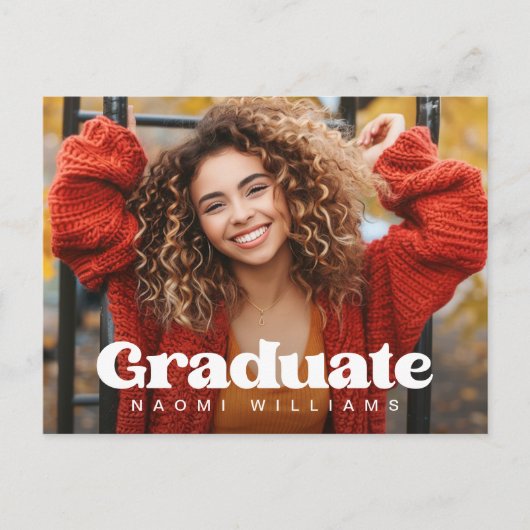 Afrondingsjaar foto retro lettertype afgestudeerd briefkaart (Voorkant)