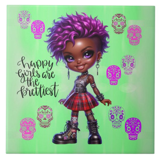 Afropunk Happiest Girls Keramische Tegel Tegeltje (Voorkant)