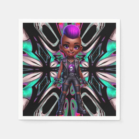 Afropunk Paarse Mohawk Papier servet (Voorkant)