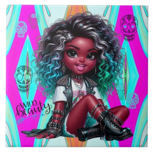 Afropunk Wild Beauty Keramische Tegel Tegeltje (Voorkant)