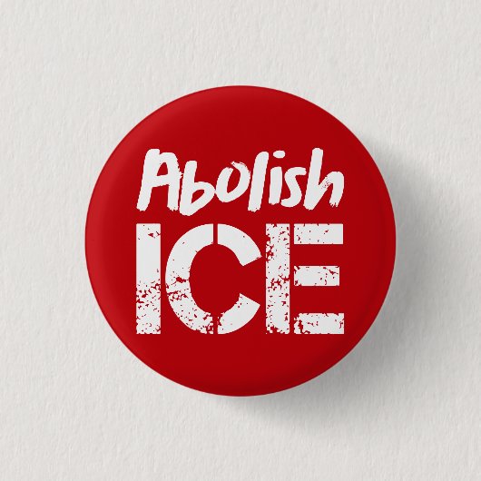 Afschaffen ICE | Wit op rood Ronde Button 3,2 Cm (Voorkant)
