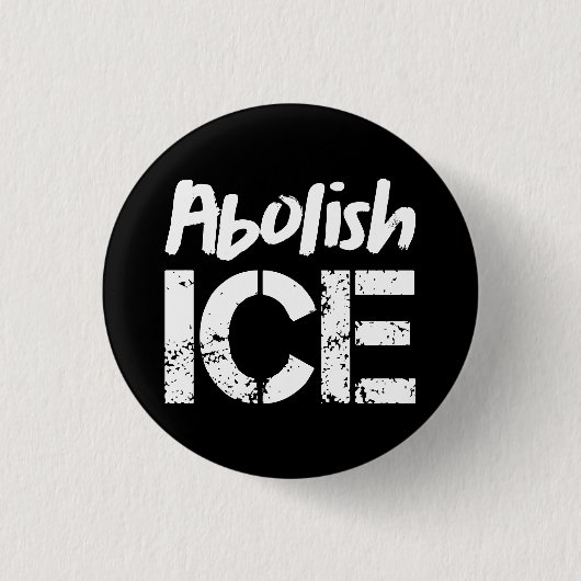 Afschaffen ICE | Wit op zwart Ronde Button 3,2 Cm (Voorkant)