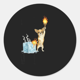 Afschaffen ijs grappige chihuahua hond meme vuur o ronde sticker