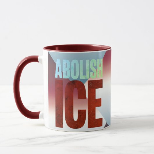 Afschaffing ICE Minimalistische Protest Typografie Mok (Links)