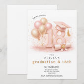 Afscheid & 18e Gezamenlijke Feest Uitnodiging Roze (Voorkant / Achterkant)