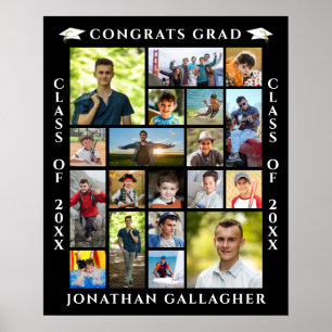 Afscheid 19 Foto Collage Gefeliciteerd Afgestudeer Poster