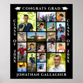 Afscheid 19 Foto Collage Gefeliciteerd Afgestudeer Poster