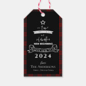 Afscheid 2020 Typografie Rood Plaid Wit Nieuwjaar Cadeaulabel (Voorkant)