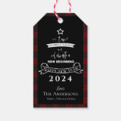 Afscheid 2020 Typografie Rood Plaid Wit Nieuwjaar Cadeaulabel (Achterkant)