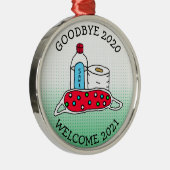 Afscheid 2020, welkom 2021 Kerstmis Metalen Ornament (Rechts)