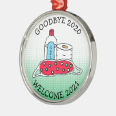 Afscheid 2020, welkom 2021 Kerstmis Metalen Ornament (Links)