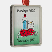 Afscheid 2020, welkom 2021 Kerstmis Metalen Ornament (Rechts)