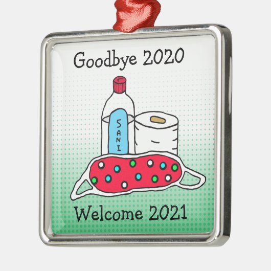 Afscheid 2020, welkom 2021 Kerstmis Metalen Ornament (Links)