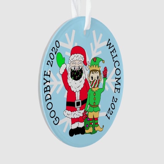 Afscheid 2020 Welkom 2021 Santa Facemask Kerstmis Ornament (voorkant)