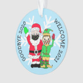 Afscheid 2020 Welkom 2021 Santa Facemask Kerstmis Ornament (voorkant)