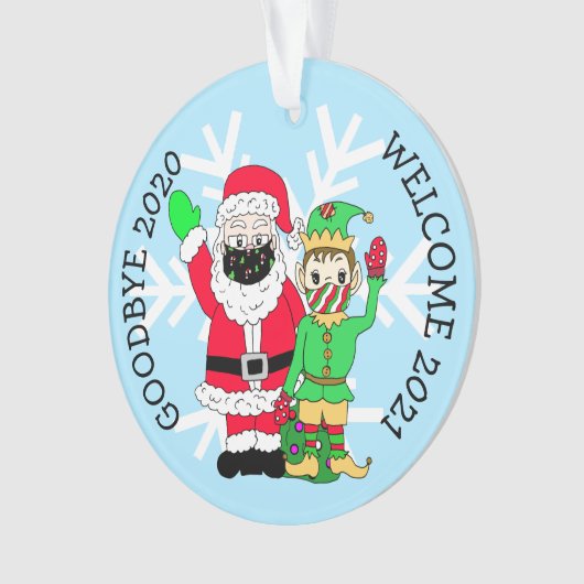 Afscheid 2020 Welkom 2021 Santa Facemask Kerstmis Ornament (voorkant)