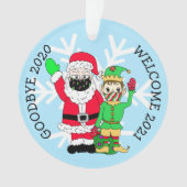 Afscheid 2020 Welkom 2021 Santa Facemask Kerstmis Ornament (voorkant)
