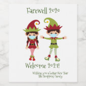 Afscheid 2020 Welkom 2021 Vakantie Elf Wijn Wijn Etiket (Enkel label)