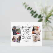 Afscheid 2021 Hallo 2022 Calligrafie Foto nieuwjaa Briefkaart (Staand voorkant)