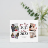 Afscheid 2021 Hallo 2022 Calligrafie Foto nieuwjaa Briefkaart (Staand voorkant)