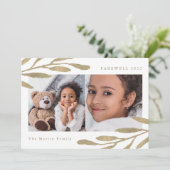 Afscheid 2024 Faux Gold Botanical Two Foto Feestdagenkaart (Staand voorkant)