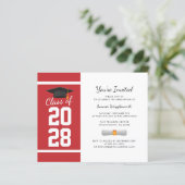 Afscheid 2025 Rood Wit Afscheidsfeest Uitnodiging (Staand voorkant)