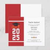 Afscheid 2025 Rood Wit Afscheidsfeest Uitnodiging (Voorkant / Achterkant)