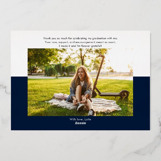 Afscheid 2025 Script Afgestudeerde Bedankt Goud Folie Uitnodiging (Achterkant)