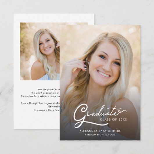 Afscheid 2026 Afstudeerfoto's Script Aankondiging (Voorkant / Achterkant)