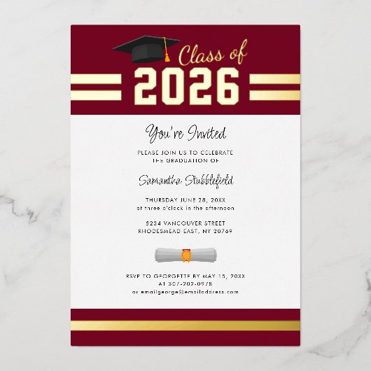 Afscheid 2026 Eindexamen Rodewijn Afscheidsfeest Folie Uitnodiging (Voorkant)
