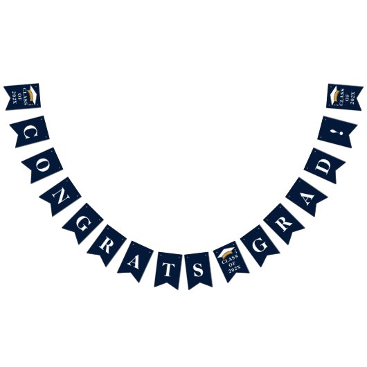 Afscheid 2026 Gefeliciteerd Afgestudeerd Navyblauw Vlaggetjes (Alle)