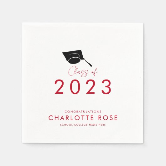 Afscheid 2026 Rode Script Afscheidsfeest Papieren Servet (Voorkant)