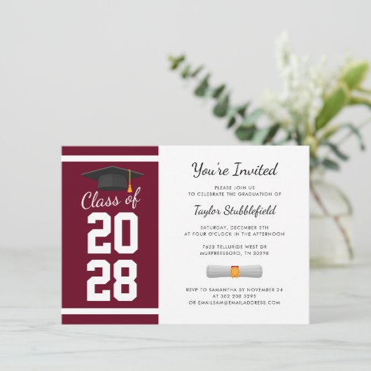 Afscheid 2026 Script Diploma Feest Uitnodiging (Staand voorkant)