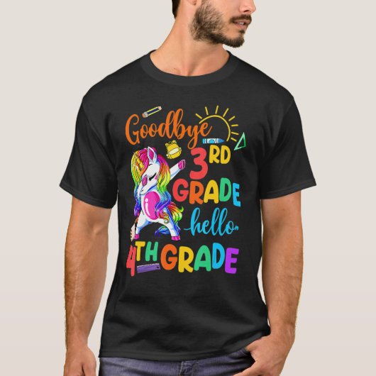 Afscheid 3e graad Hallo 4e graad Unicorn T-shirt (Voorkant)