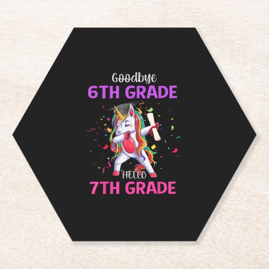Afscheid 6e graad Hallo 7e graad Unicorn 2022 Gra Kartonnen Onderzetters (Voorkant)