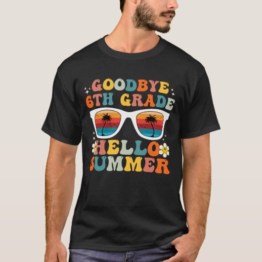 Afscheid 6e graad Hallo zomer, Groovy 6de graad T-shirt (Voorkant)