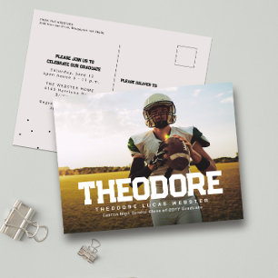 Afscheid aankondiging één foto atleet briefkaart