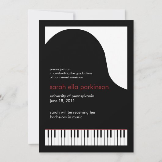Afscheid aankondiging muziek hoofdvak grand piano (Voorkant)