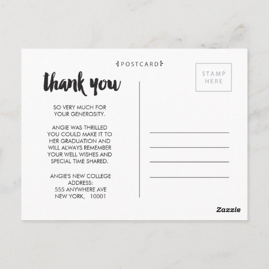 Afscheid Afgestudeerd Dank U Foto Ansichtkaart Briefkaart (Achterkant)