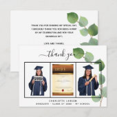 Afscheid afgestudeerde foto eucalyptus groen bedankkaart (Voorkant / Achterkant)