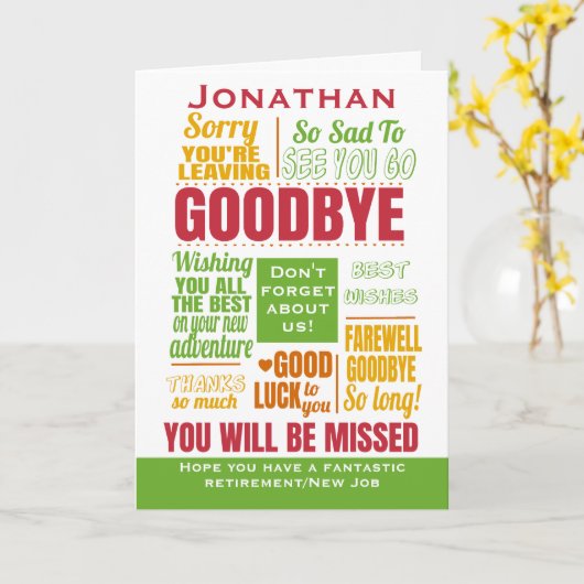 Afscheid Afscheid pensioen Typografie Kaart (Gele Bloem)